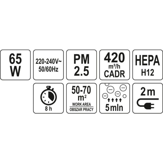 Пречиствател за въздух LUND 66932, 65W, 420 m³/h